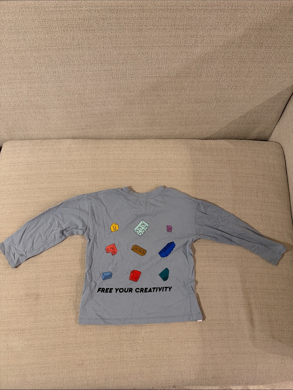 Lego Kids Light Gray Long-Sleeve Tee with Colorful Brick Graphics